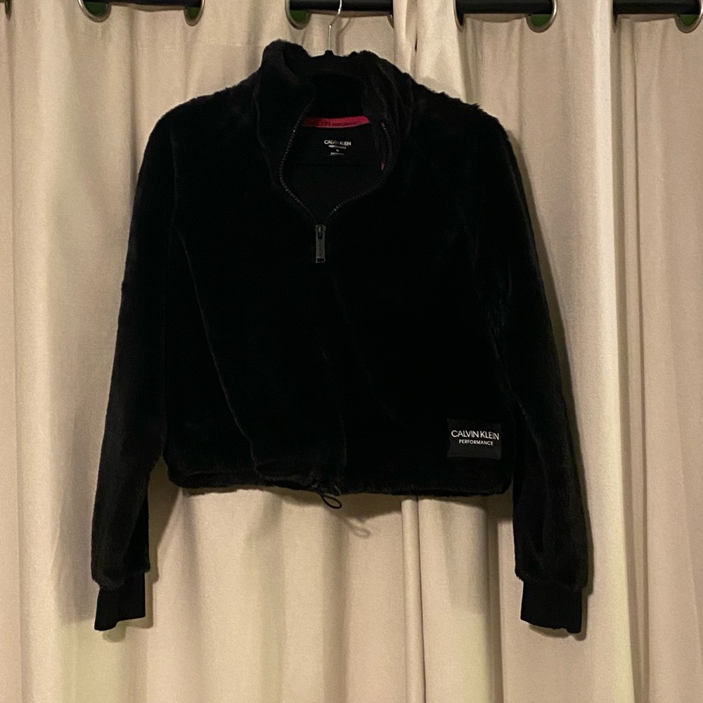 Calvin Klein Black Faux Fur Pullover